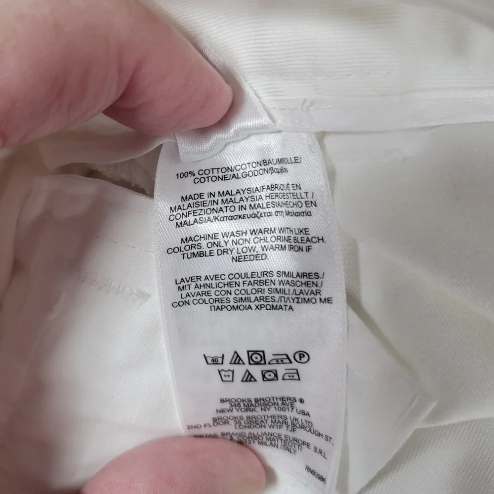 Brooks Brothers 346 Natalie Fit Pants Womens 14 White Cotton Straight Leg Dress